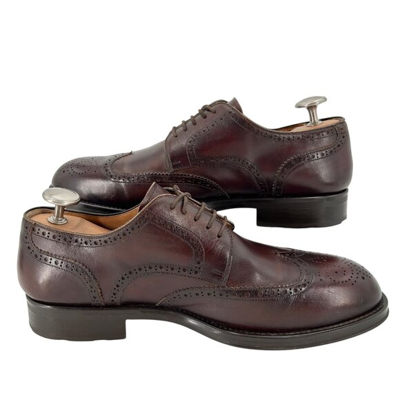 Magnanni for Ingledews Mens 10M Burgundy Brown Leather Dress Shoe Wingtip Oxford - Picture 5 of 11